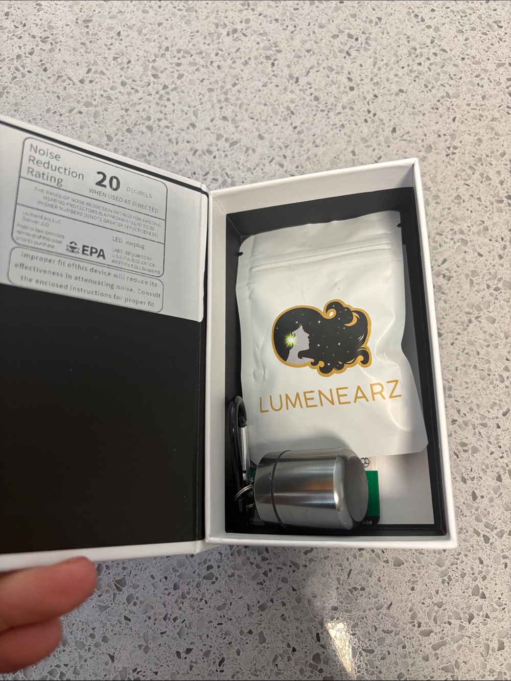 LumeneArz LED Earplugs - White and Gold Earbud Headphones - Picture 3 of 8